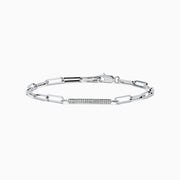 Sterling Silver Diamond Pave Paperclip Bracelet