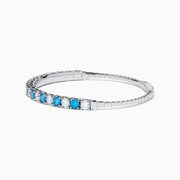 Lab Grown Blue and White Diamond Alternating Bangle in 14K White Gold