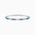 14K White Gold Lab Grown Blue Diamond and Lab Grown Diamond Alternating Tennis Bracelet