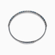 Lab Grown Blue and White Diamond Flexible Bangle in 14K White Gold