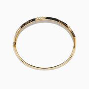 14K Yellow Gold Black, Brown and White Diamond Bangle