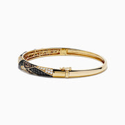 14K Yellow Gold Black, Brown and White Diamond Bangle