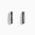 14K White Gold Black and White Diamond Double-Row Pavé Huggie Earrings