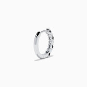 14K White Gold Black and White Diamond Alternating Huggie Earrings