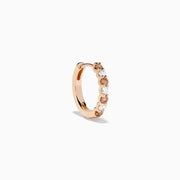 14K Rose Gold Brown and White Diamond Alternating Huggie Earrings