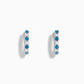 14K White Gold Blue and White Diamond Alternating Huggie Earrings