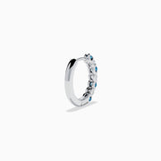 14K White Gold Blue and White Diamond Alternating Huggie Earrings