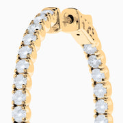 The 14K Yellow Gold Inside Out Diamond Hoop Earrings feature a single row of small round diamonds totaling 2.00 TCW, displayed against a plain white background.