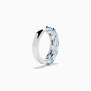 Sterling Silver Trillion Cut Blue Topaz Huggie Earrings