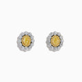 14K Yellow and White Gold Yellow and White Diamond Oval Double Halo Earrings
