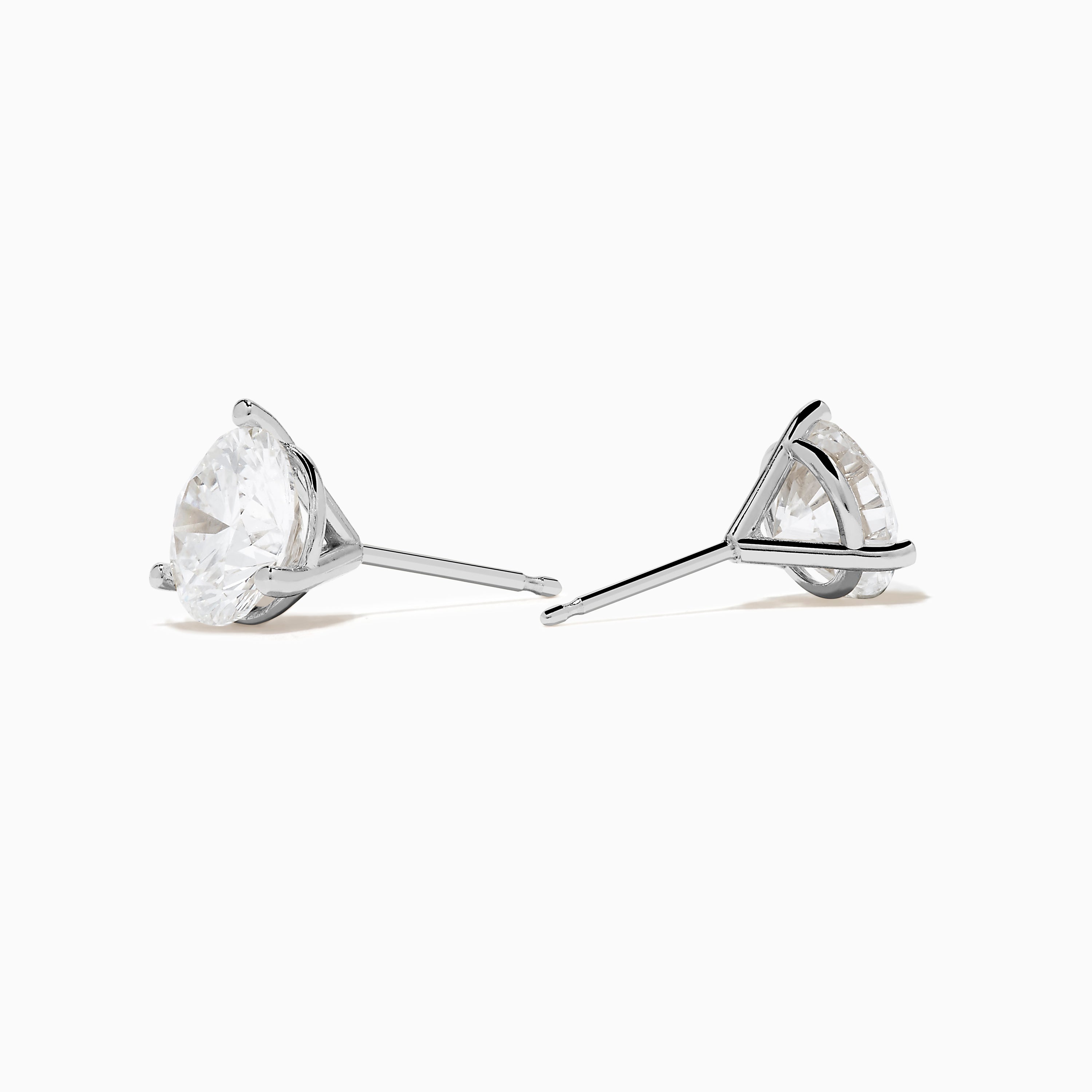 Lab Grown Diamond 3.00ct Stud Earrings in 14K White Gold, shown with classic prong settings against a white background.