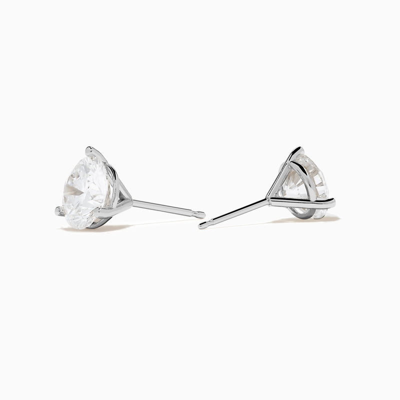 Lab Grown Diamond 3.00ct Stud Earrings in 14K White Gold, shown with classic prong settings against a white background.