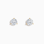 Lab Grown Diamond 3.00ct Stud Earrings in 14K Yellow Gold, featuring round, clear lab-grown diamonds set in yellow gold prongs, displayed against a plain white background.