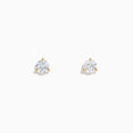 A pair of Lab Grown Diamond 1.00ct Stud Earrings in 14K Yellow Gold, each showcasing a single round-cut diamond, displayed on a plain white background.