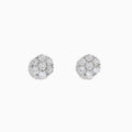 The 14K White Gold Diamond Bouquet Stud Earrings feature a floral cluster design with multiple round diamonds set closely together against a white gold background.