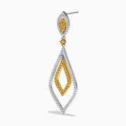 14K Two-Tone Gold Yellow and White Diamond Double Marquise Drop Earrings