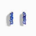 Sterling Silver Tanzanite Graduated Trillion Huggie Earrings