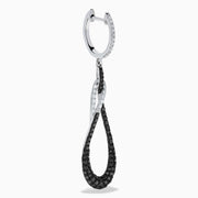 14K White Gold Black and White Diamond Pave Interlocking Teardrop Earrings