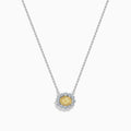 14K White Gold Yellow and White Diamond Oval Double Halo Pendant