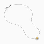 14K Two-Tone Gold Yellow and White Diamond Oval Double Halo Pendant