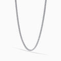 The 14K White Gold Diamond Tennis Necklace, 3.50 TCW features closely set round diamonds forming an elegant, continuous U-shaped chain, showcased gracefully against a plain white background.