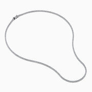 The 14K White Gold Diamond Tennis Necklace, 3.50 TCW features closely set round diamonds forming an elegant, continuous U-shaped chain, showcased gracefully against a plain white background.