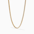 The 14K Yellow Gold Diamond Tennis Necklace, 4.50 TCW, showcases a continuous row of sparkling white stones set in yellow gold and is displayed on a plain white background.