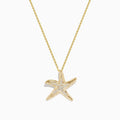 The Seaside 14K Yellow Gold Diamond Starfish Pendant (0.13 TCW) features a sparkling starfish set with diamonds, crafted in yellow gold and perfect for an elegant necklace.