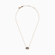 14K Rose Gold Blue, Brownn and White Diamond Pavé Evil Eye Pendant