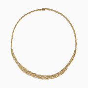 The DOro 14K Textured Yellow Gold Diamond Collar Necklace, 1.68 TCW, features twisted strands with evenly spaced round diamonds and is elegantly displayed on a white background.
