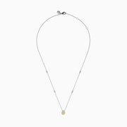 18K Two-Tone Gold Yellow and White Diamond Pear Halo Station Necklace