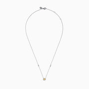 18K Two-Tone Gold Yellow and White Diamond Oval Halo Station Necklace
