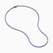 Sterling Silver Oval Tanzanite and Diamond Alternating Tennis Necklace