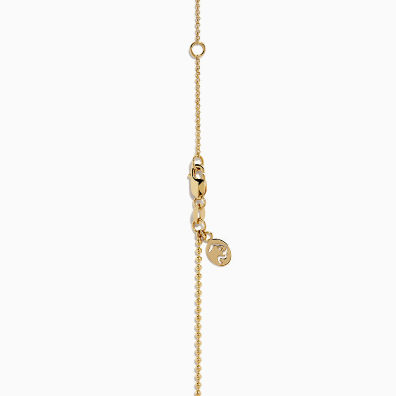 The Zodiac 14K Yellow Gold and Diamond Sagittarius Necklace features a round unicorn pendant with diamond accents on the edge, hanging from a simple gold chain—perfect as a unique zodiac necklace for everyday wear.