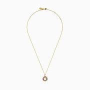 Watercolors 14K Yellow Gold Multi Sapphire and Diamond Sunburst Pendant