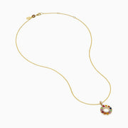 Watercolors 14K Yellow Gold Multi Sapphire and Diamond Sunburst Pendant