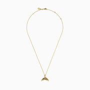 14K Yellow Gold Diamond Accented Whale Tail Pendant