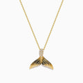 14K Yellow Gold Diamond Whale Tail Pendant