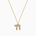 14K Yellow Gold Diamond Pavé Chai Pendant