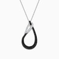 14K White Gold Black and White Diamond Interlocking Teardrop Pendant