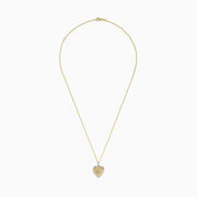 The Novelty 14k Yellow Gold Girl Mom Diamond Heart Pendant features a gold heart engraved with “Girl Mom,” a diamond-studded border, and a sparkling diamond accent above the text.