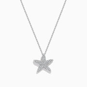 14K White Gold Diamond Pave Starfish Pendant