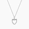 Sterling Silver Diamond Open Panther Silhouette Pendant