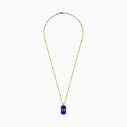 Men's 14K Yellow Gold Lapis Lazuli and Diamond Accented Evil Eye Pendant
