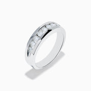 The Mens 14K White Gold 9-Stone Channel Set Diamond Band (1.00 TCW) features a row of round diamonds set horizontally in white gold, shown on a plain white background.