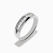 Mens 14K White Gold 9-Stone Channel Set Diamond Band, 0.50 TCW, featuring a row of round diamonds channel set across the top, shown on a plain white background.