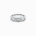 Sterling Silver Diamond Geometric Pavé Ring