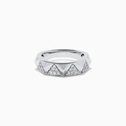 Sterling Silver Diamond Geometric Pavé Ring