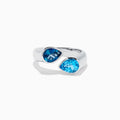 Sterling Silver Blue Topaz Open Toi Et Moi Ring