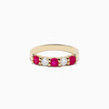 The 14K Yellow Gold Natural Ruby and Diamond Band, 1.08 TCW, features alternating round rubies and clear diamonds in a polished yellow gold setting, shown against a white background.